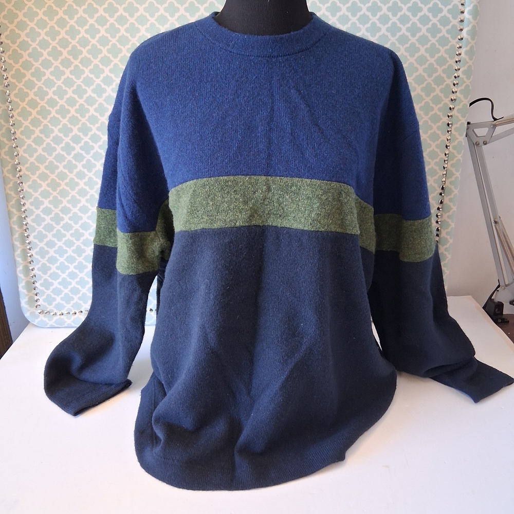Men's Blue and Green Sweater